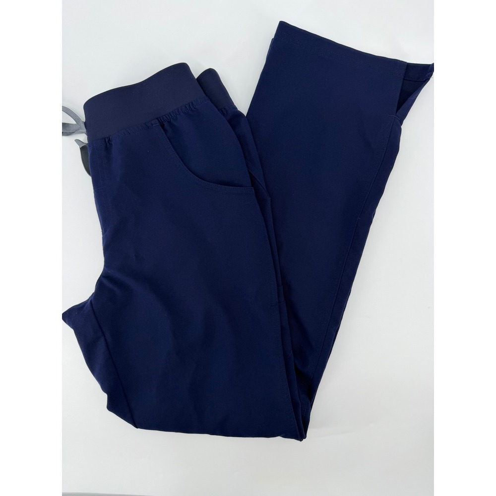 Figs Technical Collection Navy Blue Straight Leg Scrub Pants XS Yoga Waistband